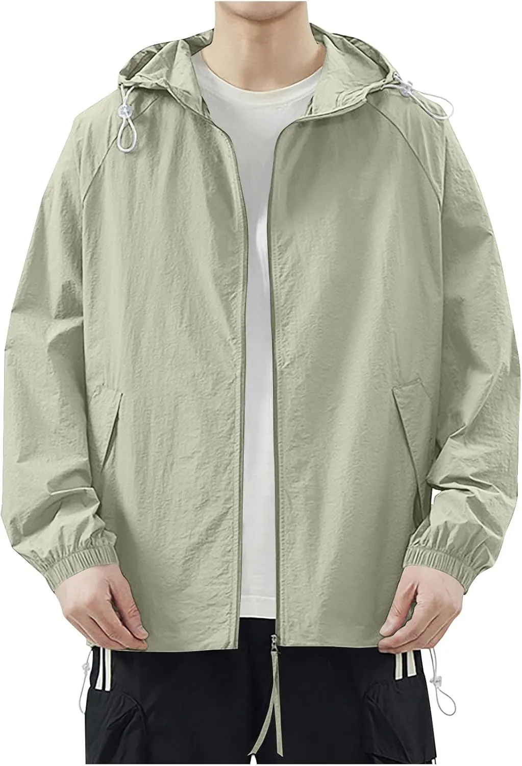 Men's Cooling Outdoors Sun Jacket Fishing Casual Loose Hoodie UV Protection Summer Coats Stretch Drawstring Jackets