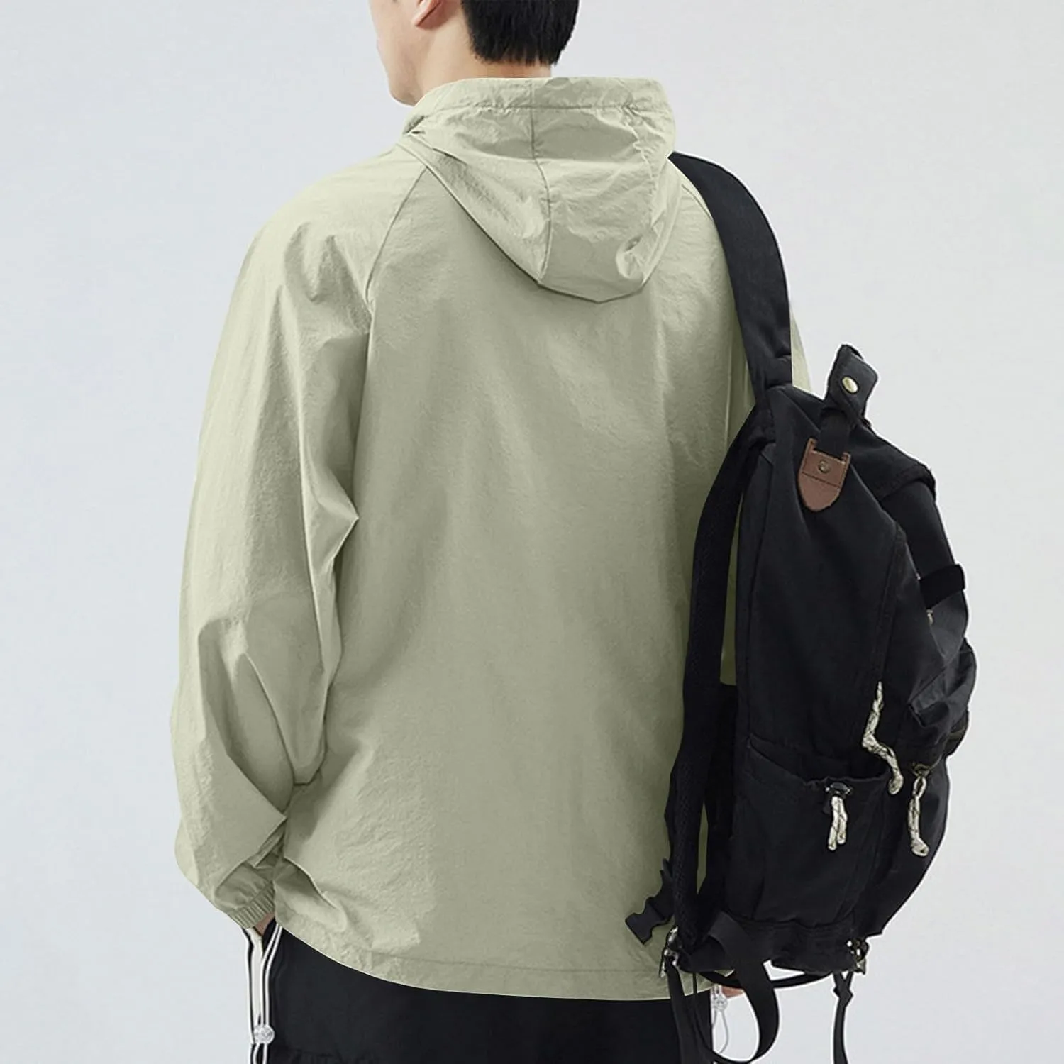 Men's Cooling Outdoors Sun Jacket Fishing Casual Loose Hoodie UV Protection Summer Coats Stretch Drawstring Jackets