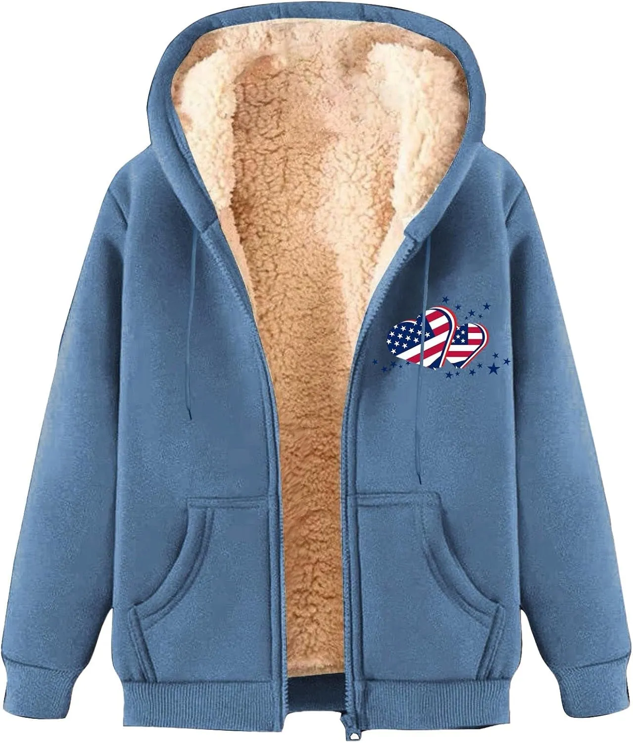 Men's Fleece Lined Jackets Zip Up Hoodies Sweatshirts Winter Coats Fashion Warm Sherpa Jacket with Pockets