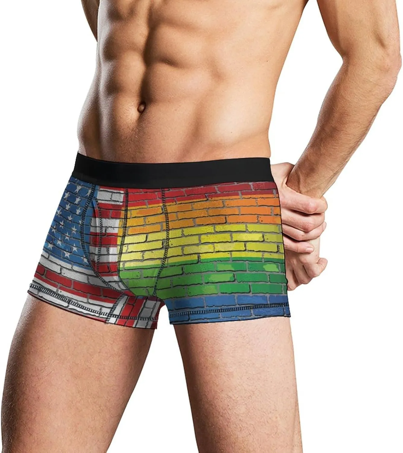 Men's Funny Boxer Briefs Moisture Wicking Underwear with Support Pouch
