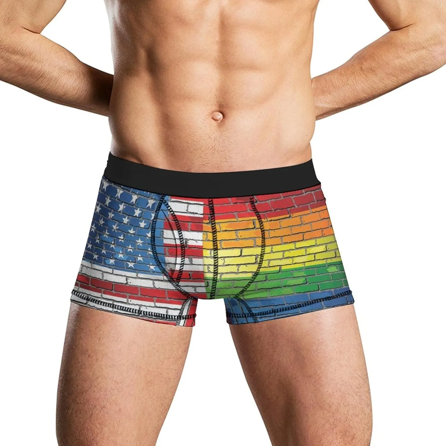 Men's Funny Boxer Briefs Moisture Wicking Underwear with Support Pouch