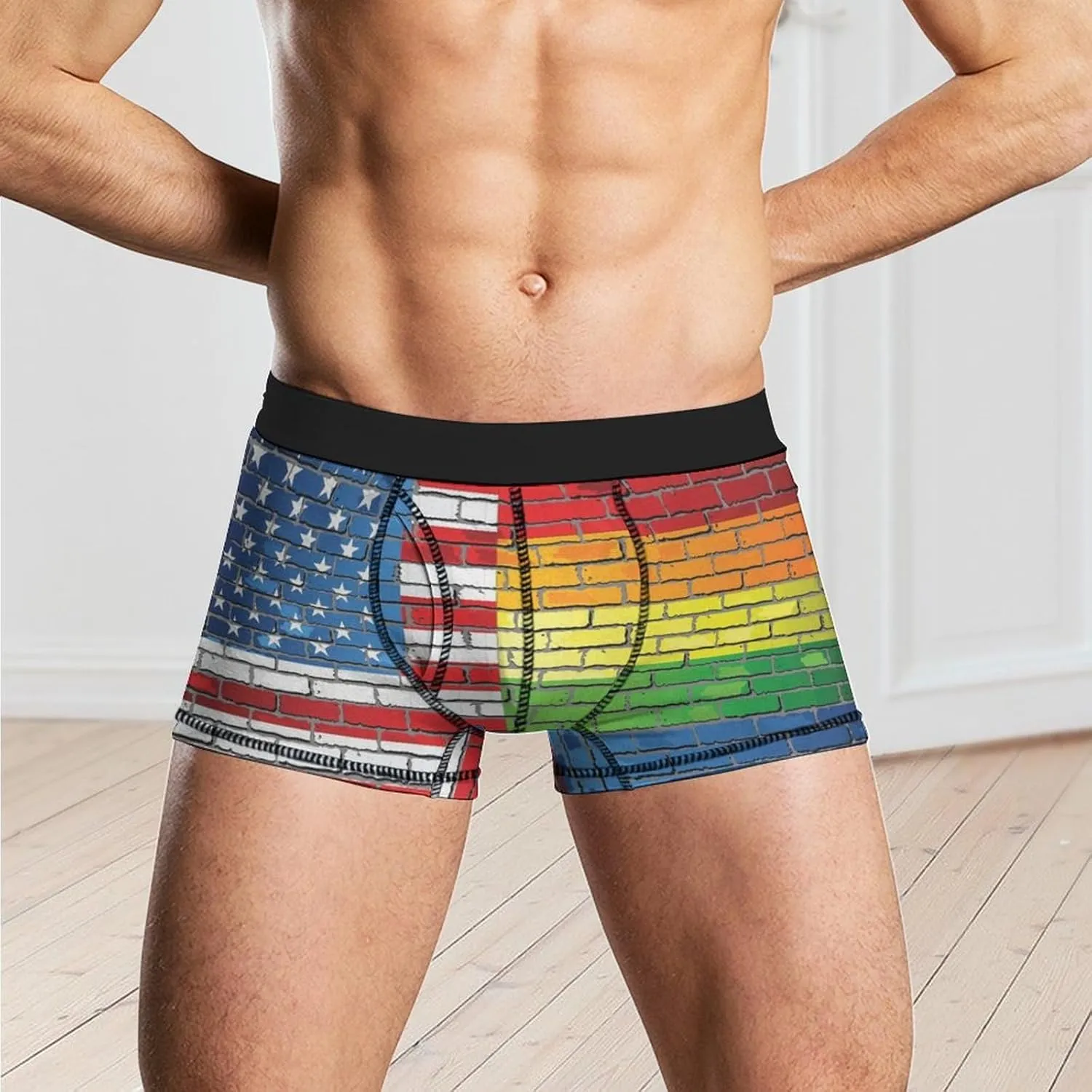 Men's Funny Boxer Briefs Moisture Wicking Underwear with Support Pouch