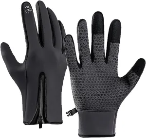 Mens Gloves For Cold Weather Winter Gloves Women Men Cold Weather Ski Warm Thermal Snow Gloves Driving Hiking Cycling Insulated (Grey, One Size)