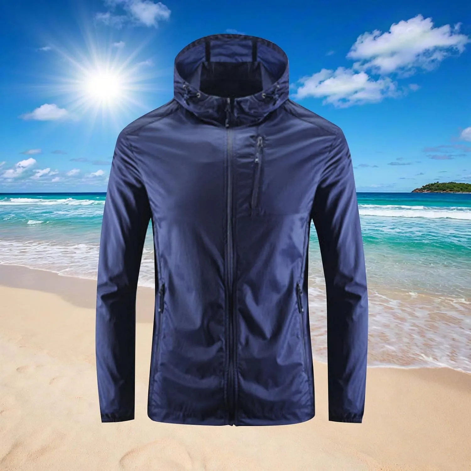 Mens Hooded Sun Protection Jacket 2025 Long Sleeve Outdoors Hoodie Full Zipper Sport Jackets Thin Lightweight Coats