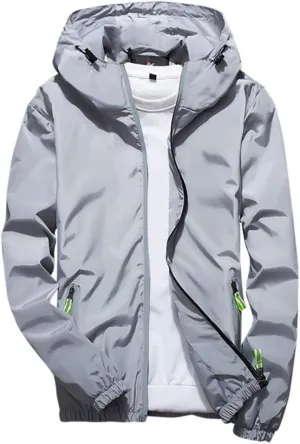 Men's Jacket Winter Rain Plus Size Jacket Windbreaker Lightweight Shell Raincoat With Hood For Golf Hiking Travel, M-7XL
