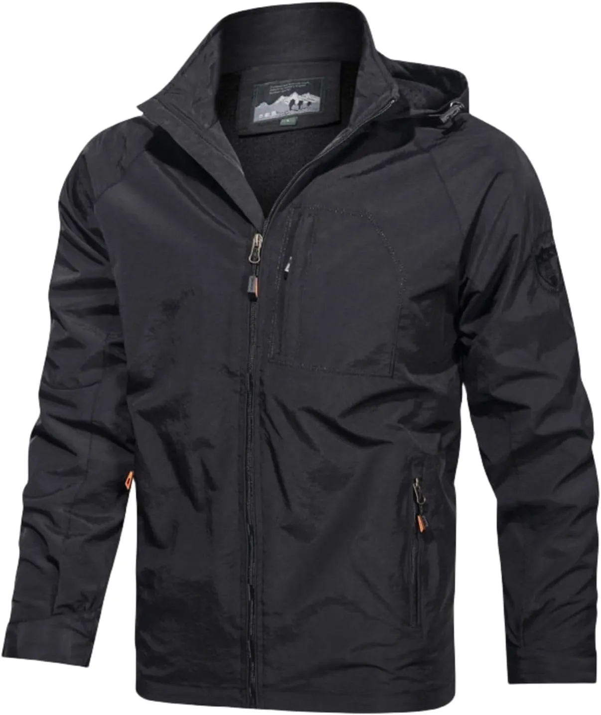 Men's Lightweight Waterproof Rain Shell Jacket Hooded Outdoor Raincoat for Hiking Windbreake Jacket with Zipper Pockets