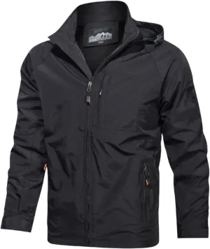 Men's Lightweight Waterproof Rain Shell Jacket Hooded Outdoor Raincoat for Hiking Windbreake Jacket with Zipper Pockets