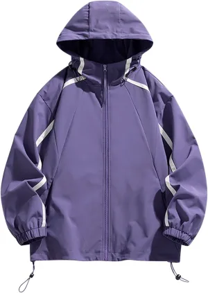 Men's Oversized Rain Jacket Lightweight Waterproof Hooded Jacket Pockets Windbreaker Outdoor Hiking Travel Raincoat