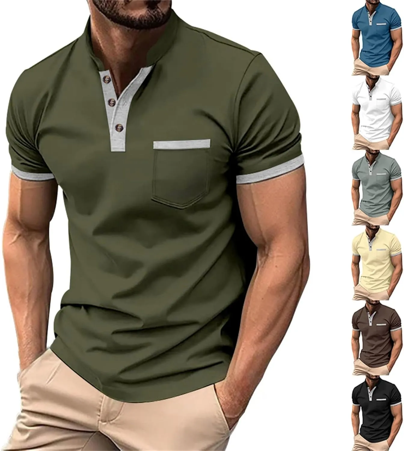 Mens Polo Shirts Short Sleeve Quick Dry Sports Tactical T-Shirt Athletic Moisture Wicking Golf Daily Collared Tees