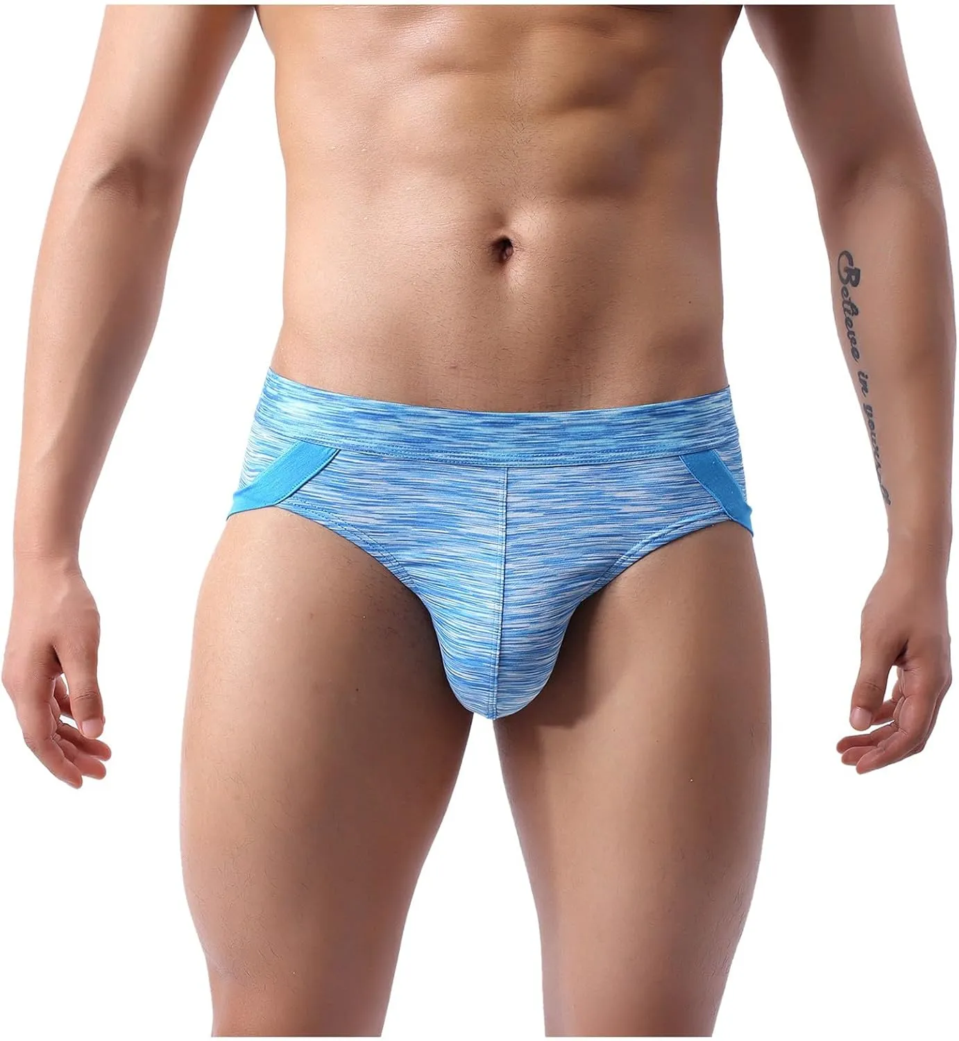 Men's Quick-dryl Briefs with Big Pouch Colorful Bulge Stretch Bikini Underwear Low Rise Sporty Under Panties for Men