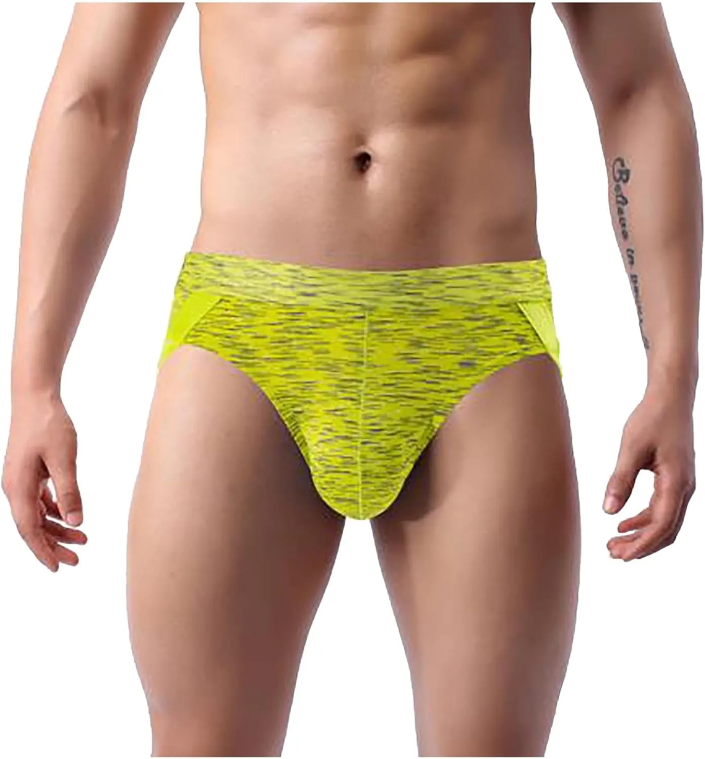 Men's Quick-dryl Briefs with Big Pouch Colorful Bulge Stretch Bikini Underwear Low Rise Sporty Under Panties for Men