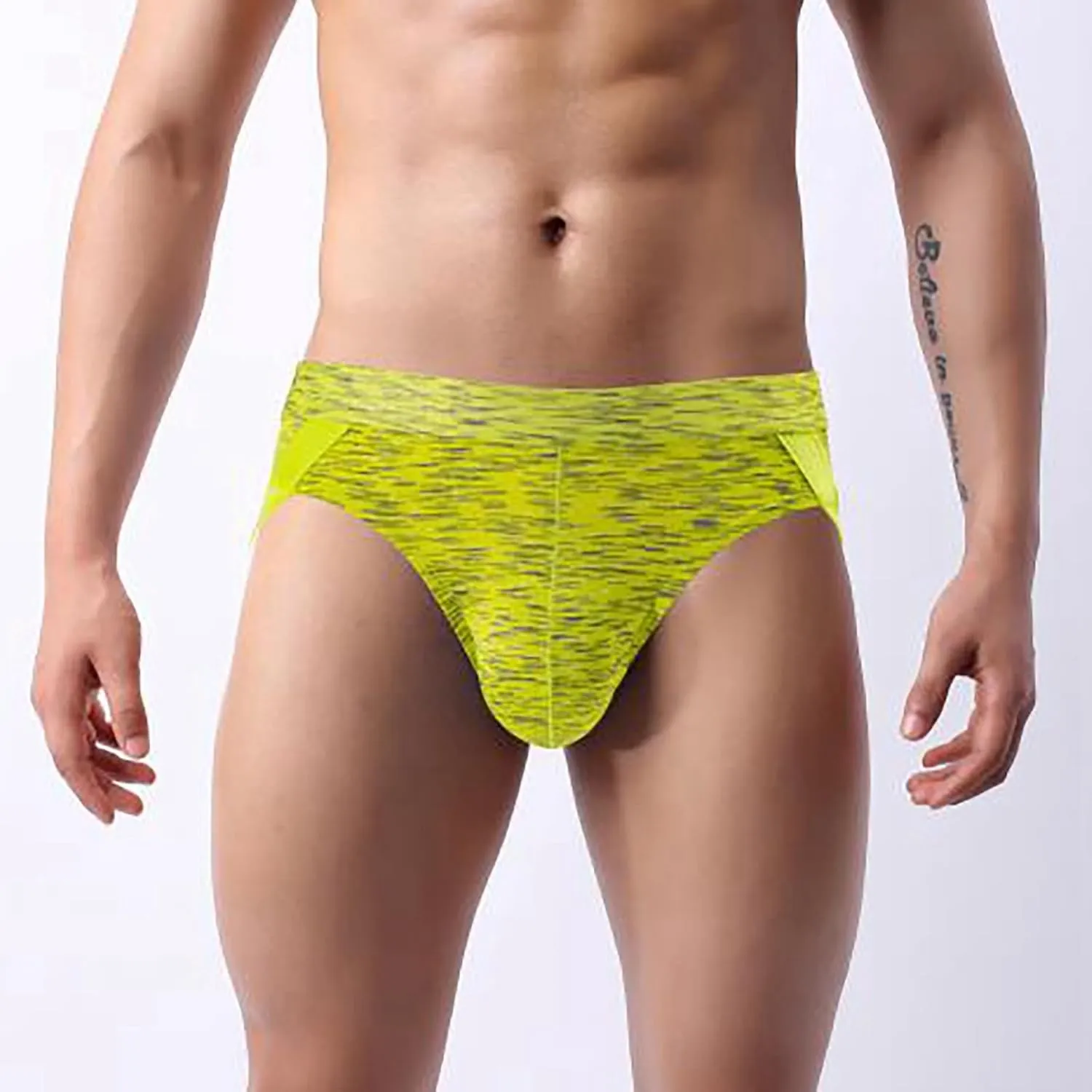 Men's Quick-dryl Briefs with Big Pouch Colorful Bulge Stretch Bikini Underwear Low Rise Sporty Under Panties for Men