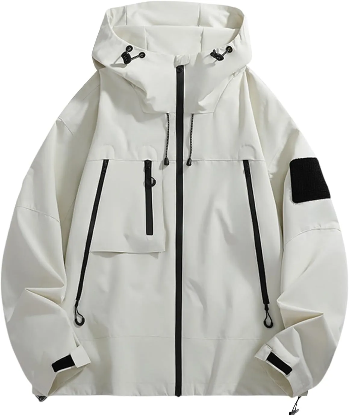 Men's Rain Jacket Waterproof Lightweight Packable Softshell Windbreaker with Hood Raincoat for Hiking Fishing Travel