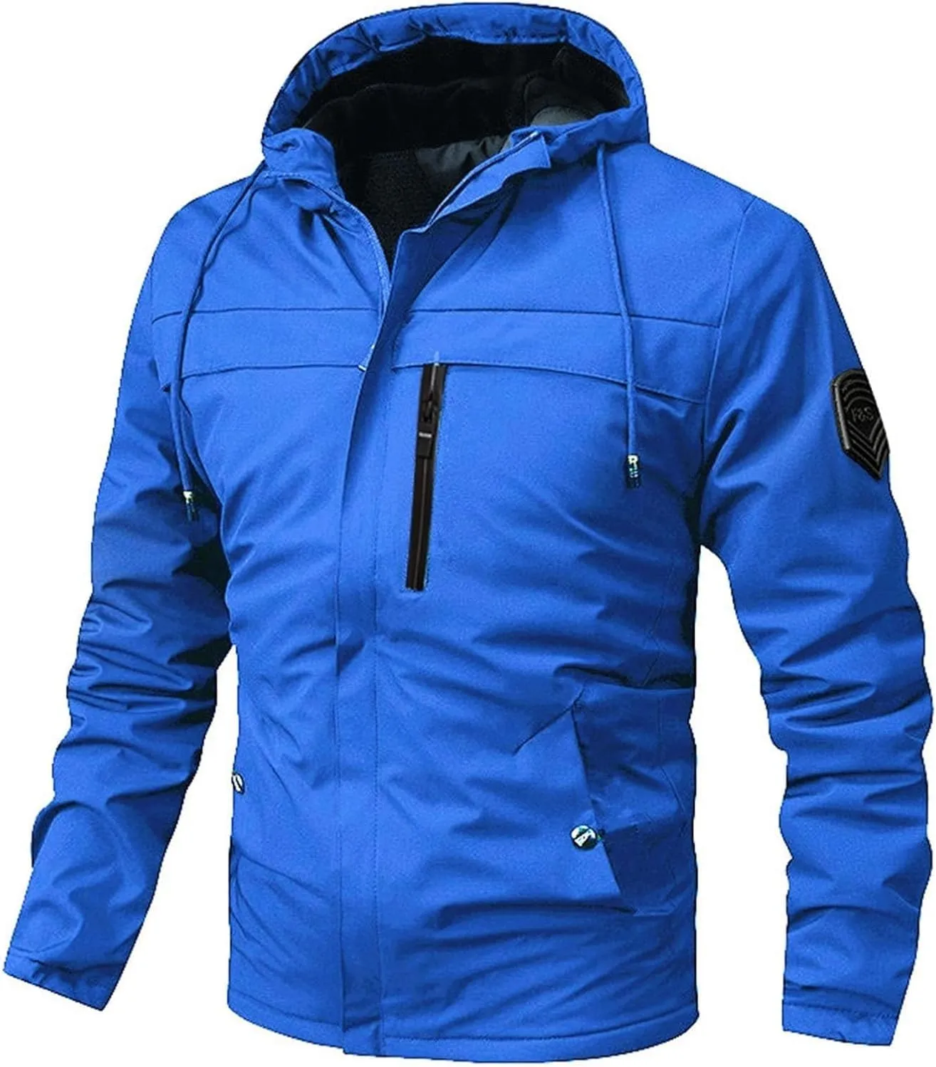Mens Rain Jackets Zip Up Hooded Waterproof Windbreakers Loose Lightweight Coats Fashion Clothes with Pockets