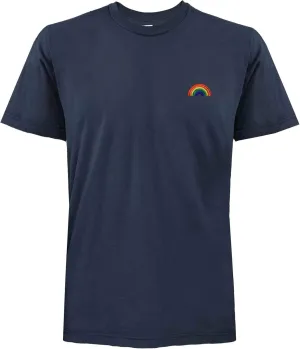 Men's Rainbow Embroidered Crew Neck T-Shirt Short Sleeve Tee