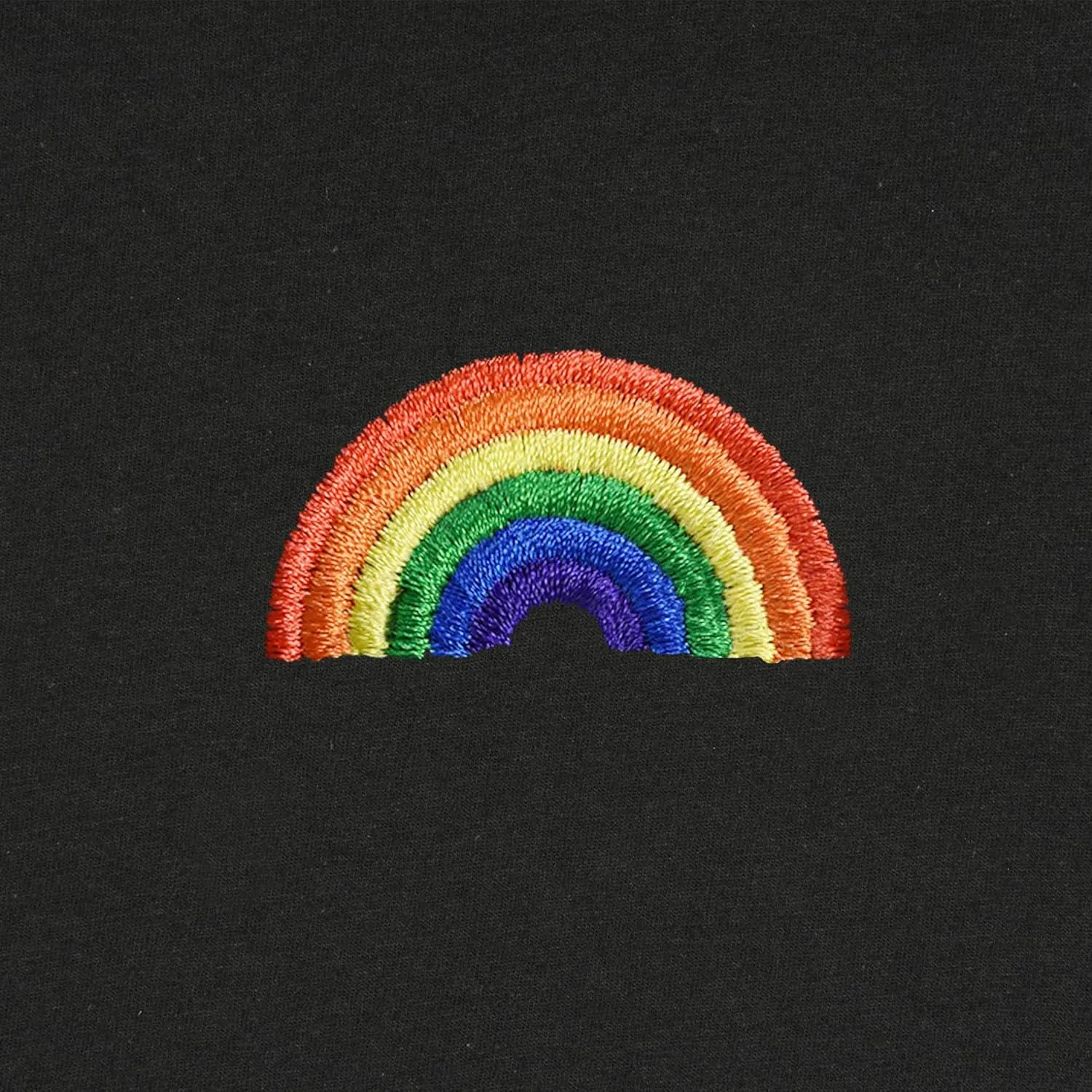 Men's Rainbow Embroidered Crew Neck T-Shirt Short Sleeve Tee