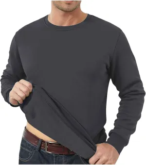 Mens Sherpa Pullover Sweatshirts Crewneck Fleece Lined Sweatshirts Heavy Winter Warm Long Sleeve Cotton Work Sweaters