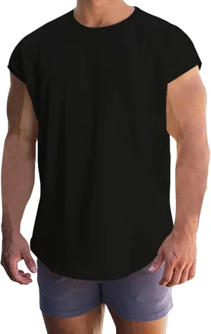 Men's Sleeveless Tank Tops Workout Athletic Muscle Cut Shirts Moisture Wicking Quick Dry Sport Big and Tall Tee Shirt