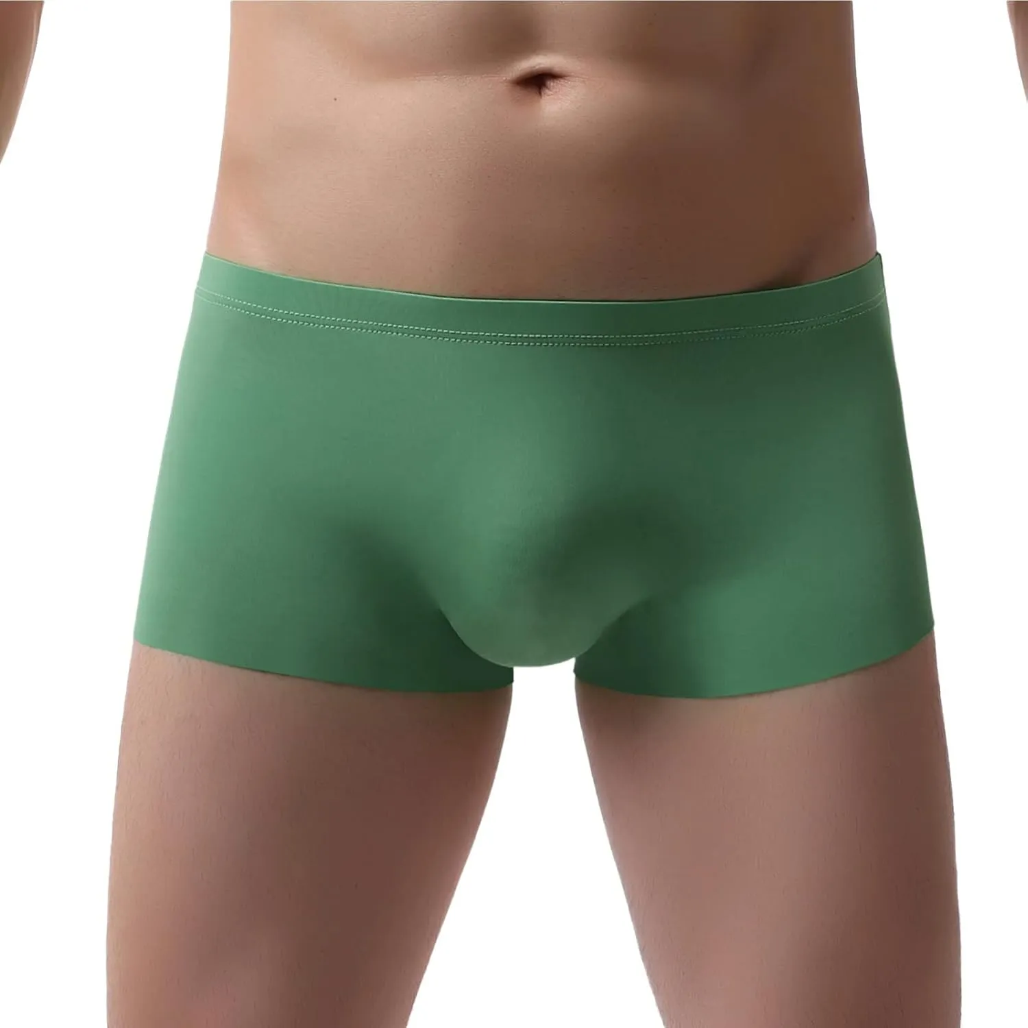 Men's Traceless Underwear Ice Silk Boxer Brief Breathable Seamless Sexy See-Through Transparent Briefs