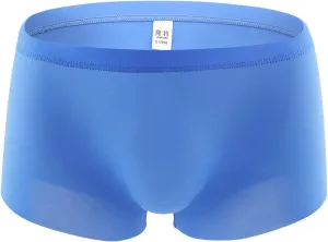 Men's Traceless Underwear Ice Silk Boxer Brief Breathable Seamless Sexy See-Through Transparent Briefs