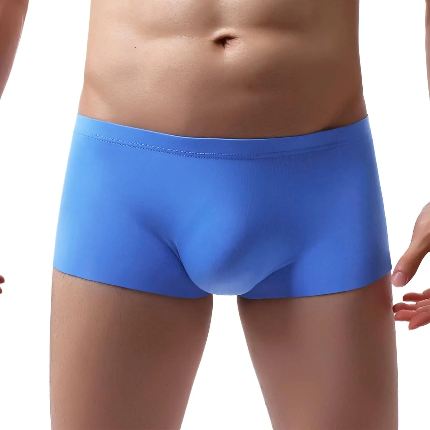 Men's Traceless Underwear Ice Silk Boxer Brief Breathable Seamless Sexy See-Through Transparent Briefs