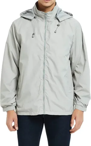 Mens Waterproof Rain Jacket Hooded Lightweight Windbreaker Hoodies Windbreaker Jacket with Pockets