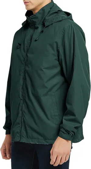 Mens Waterproof Rain Jacket Hooded Lightweight Windbreaker Hoodies Windbreaker Jacket with Pockets