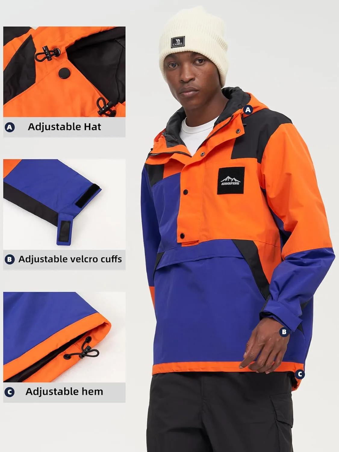 Mens Waterproof Windproof Jacket Hooded Outdoor Windbreaker Lightweight Softshell Raincoat Waterproof