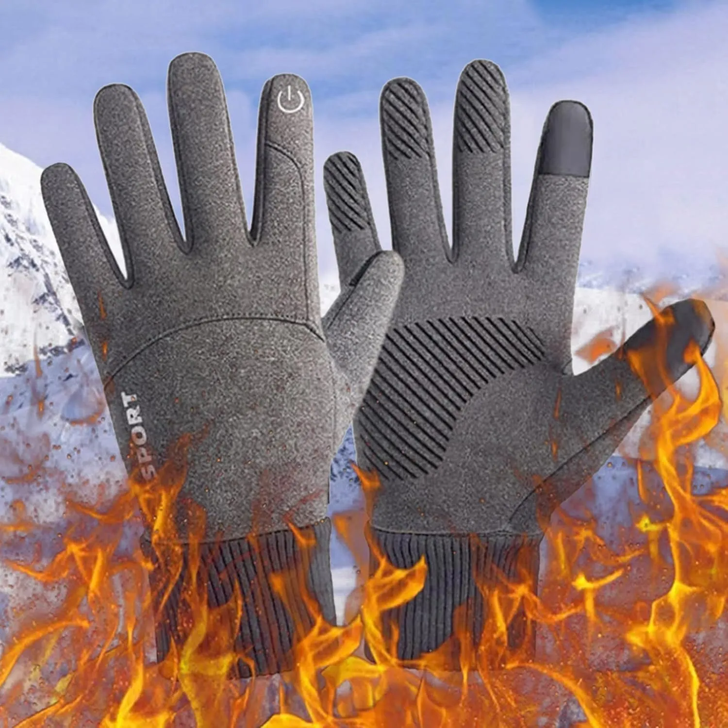 Men's Windproof Snow Gloves Lightweight Warm for Winter Mittens Cold Weather Thermal Gloves Freezer Gloves