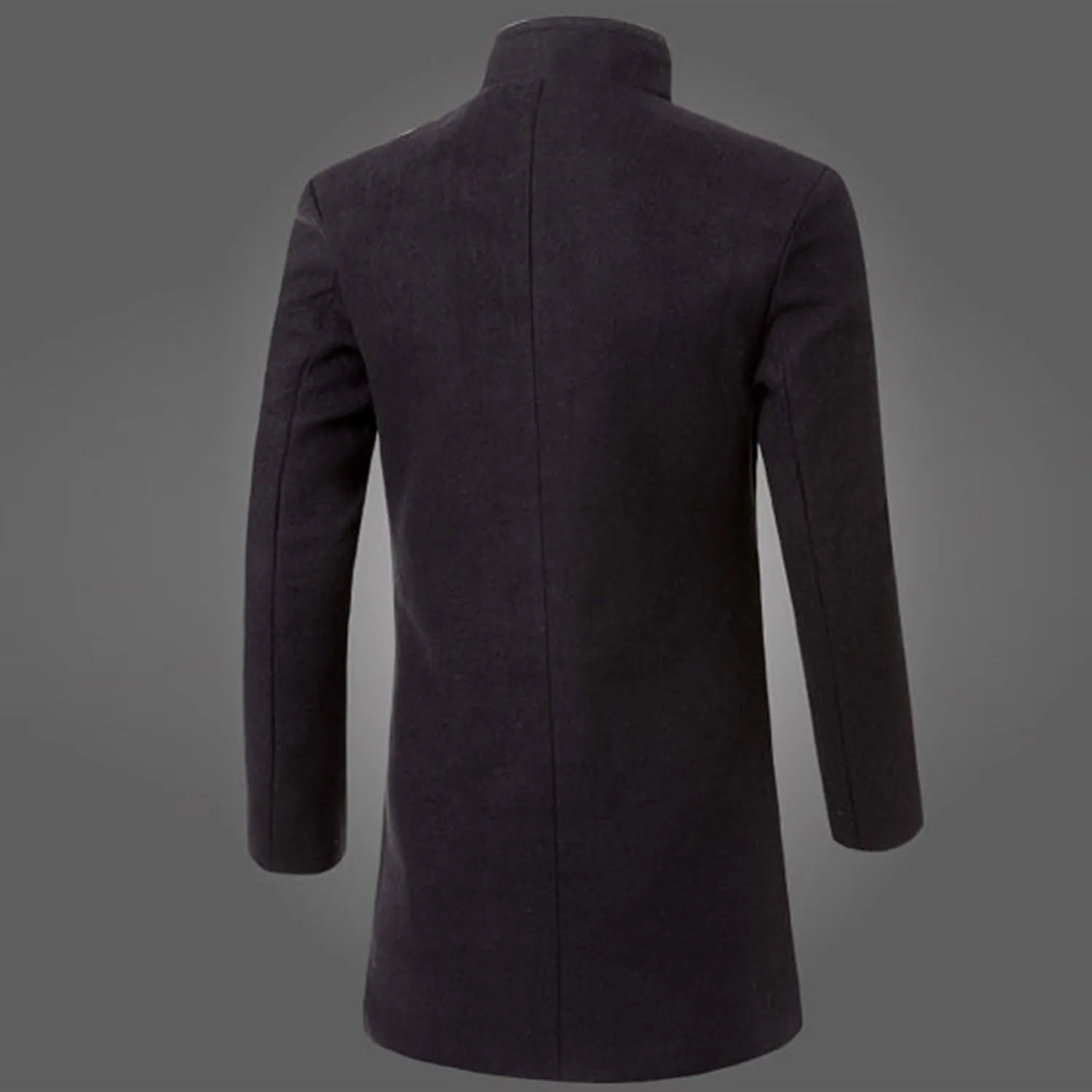 Men's Wool Blend Coat Windbreakers Winter Notched Collar Single Breasted Pea Coat Trench Overcoat Windproof