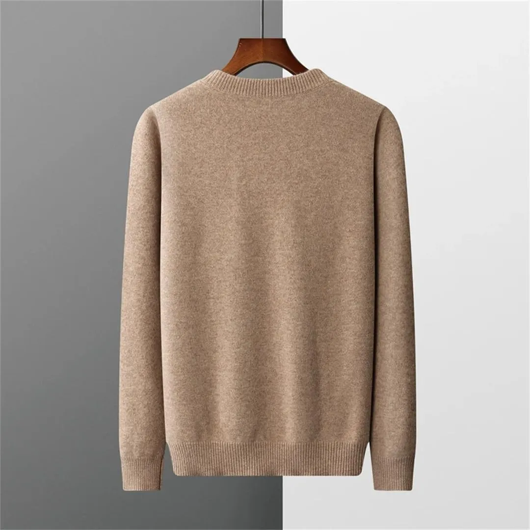 Merino Cashmere Sweater Men's Pullover Padded Warm Sweater Autumn and Winter O-Neck Knitted Jacket