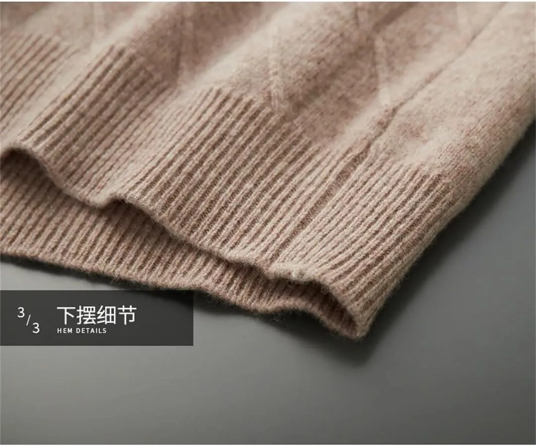 Merino Cashmere Sweater Men's Pullover Padded Warm Sweater Autumn and Winter O-Neck Knitted Jacket