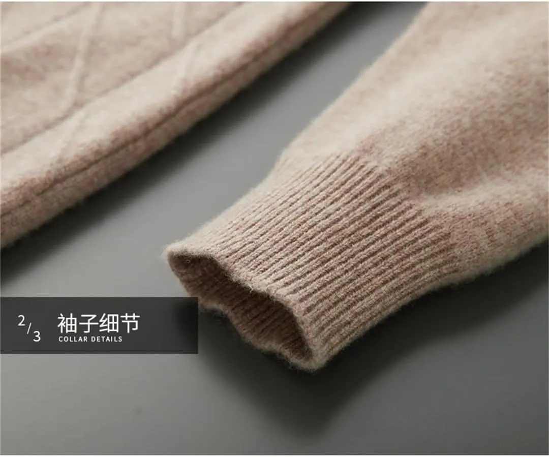 Merino Cashmere Sweater Men's Pullover Padded Warm Sweater Autumn and Winter O-Neck Knitted Jacket