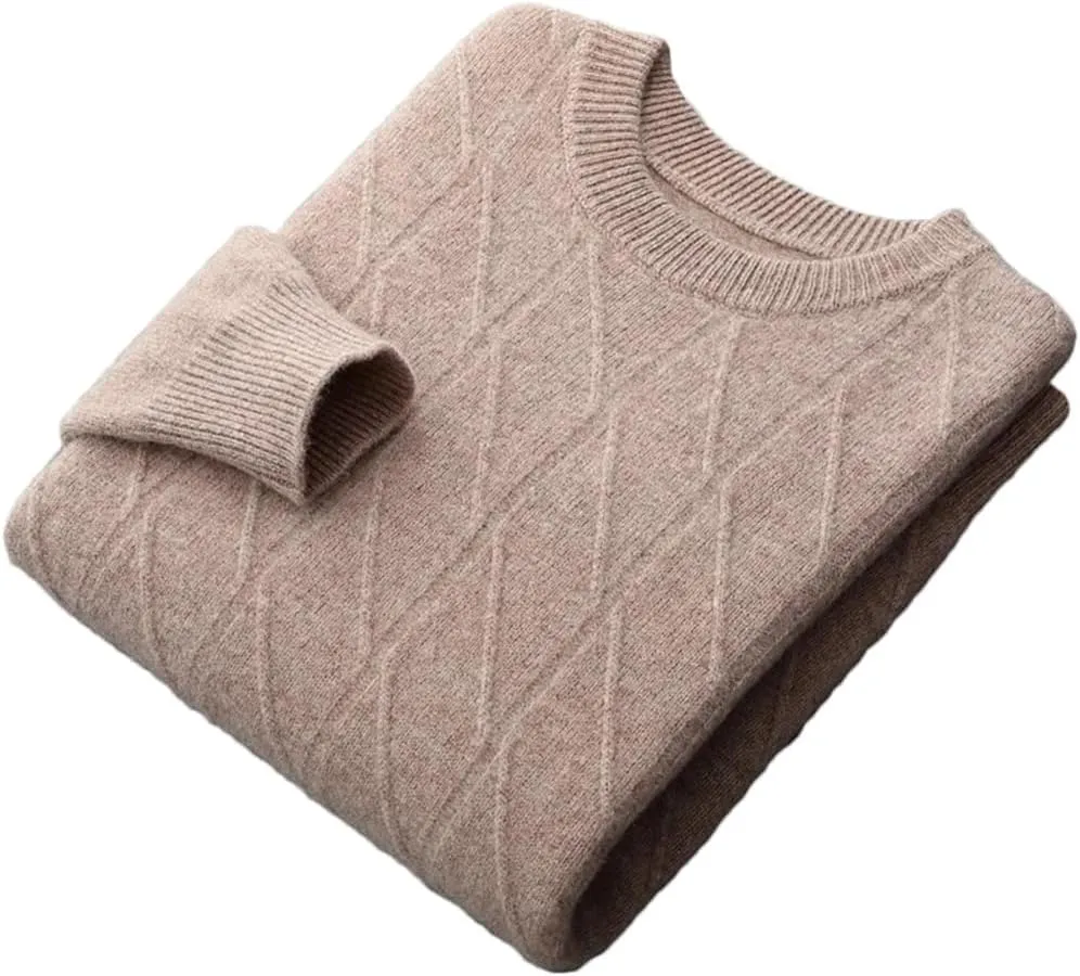 Merino Cashmere Sweater Men's Pullover Padded Warm Sweater Autumn and Winter O-Neck Knitted Jacket