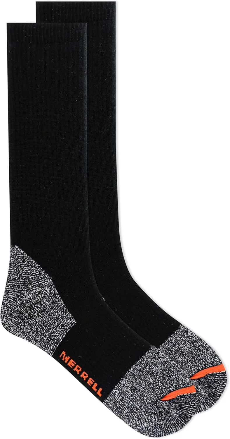 Merrell Men's and Women's Cotton Safety Work Socks-2 Pair Pack-Breathable Arch Support and Blister Prevention