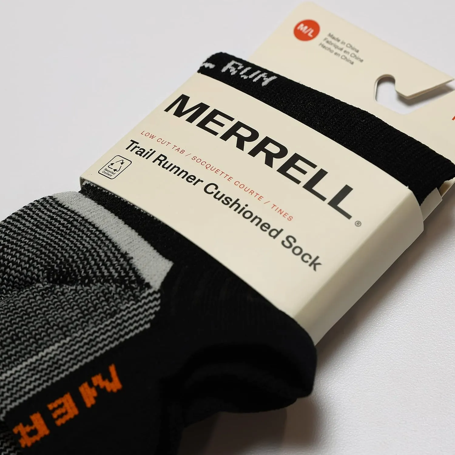 Merrell Men's and Women's Trail Running Cushioned Socks-1 Pair Pack-Unisex Anti-Slip Heel & Arch Compression