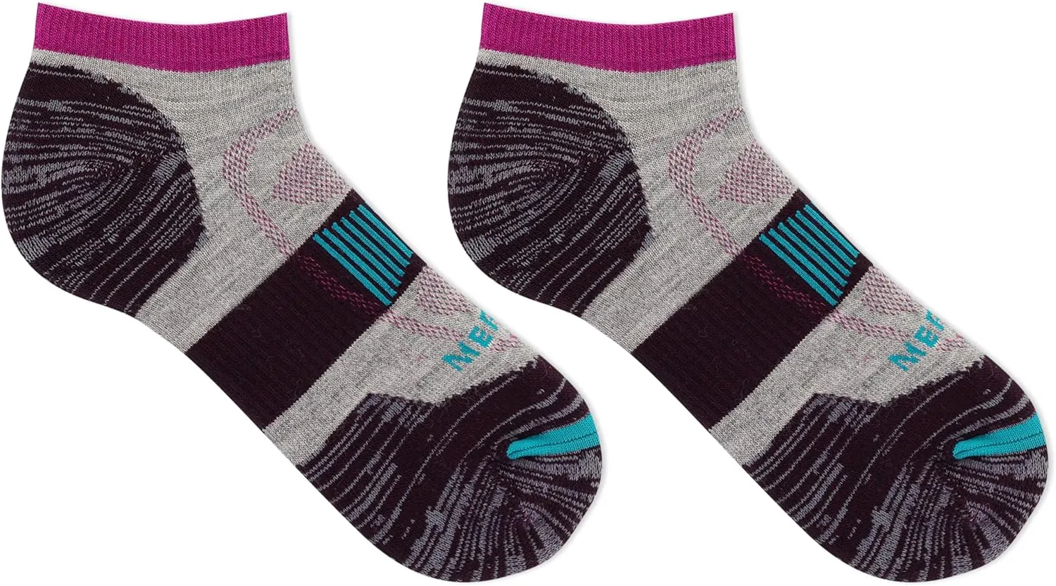 Merrell Men's and Women's Zoned Cushioned Wool Hiking Low Cut Socks-1 Pair Pack-Breathable Arch Support