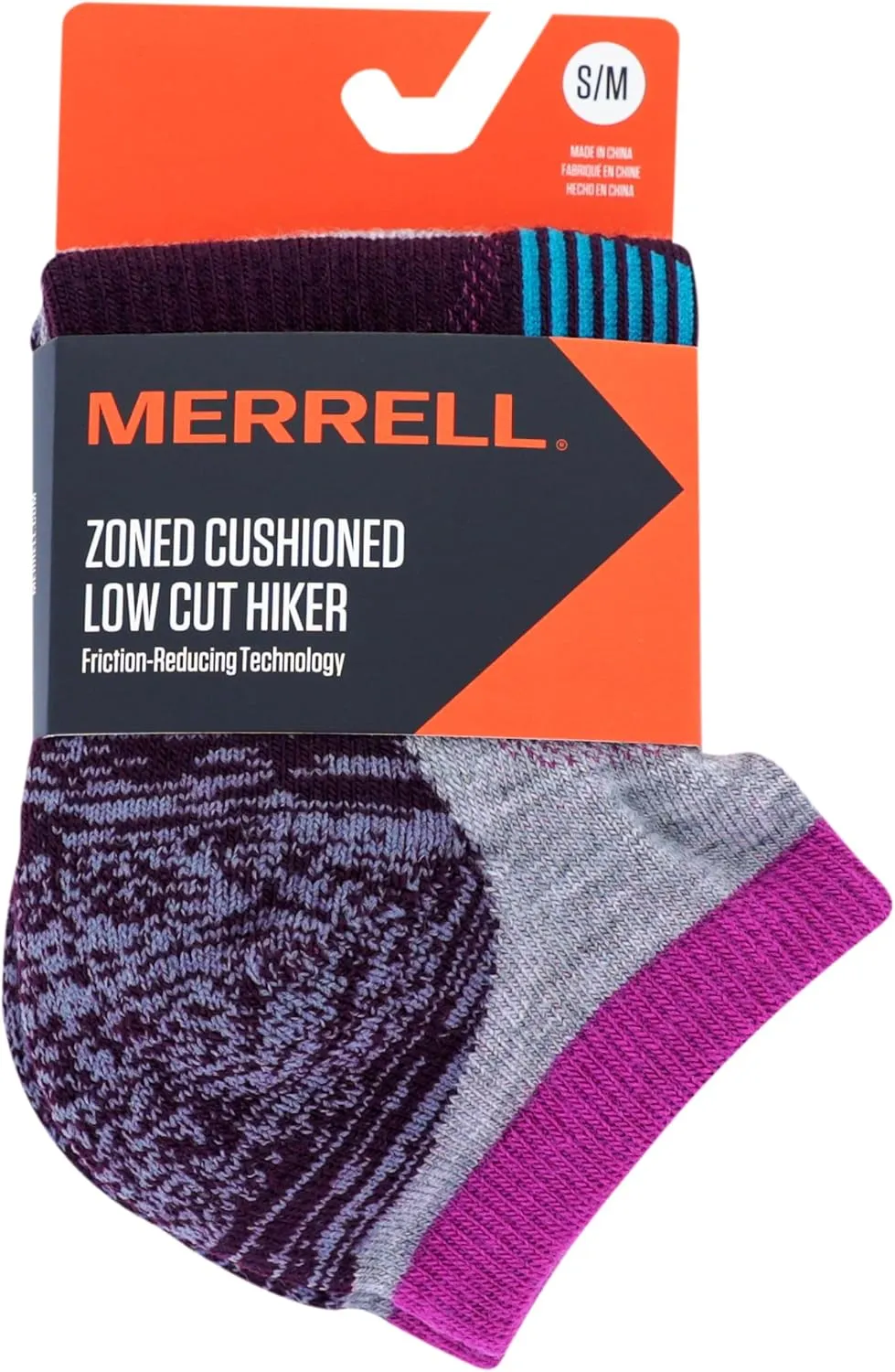Merrell Men's and Women's Zoned Cushioned Wool Hiking Low Cut Socks-1 Pair Pack-Breathable Arch Support