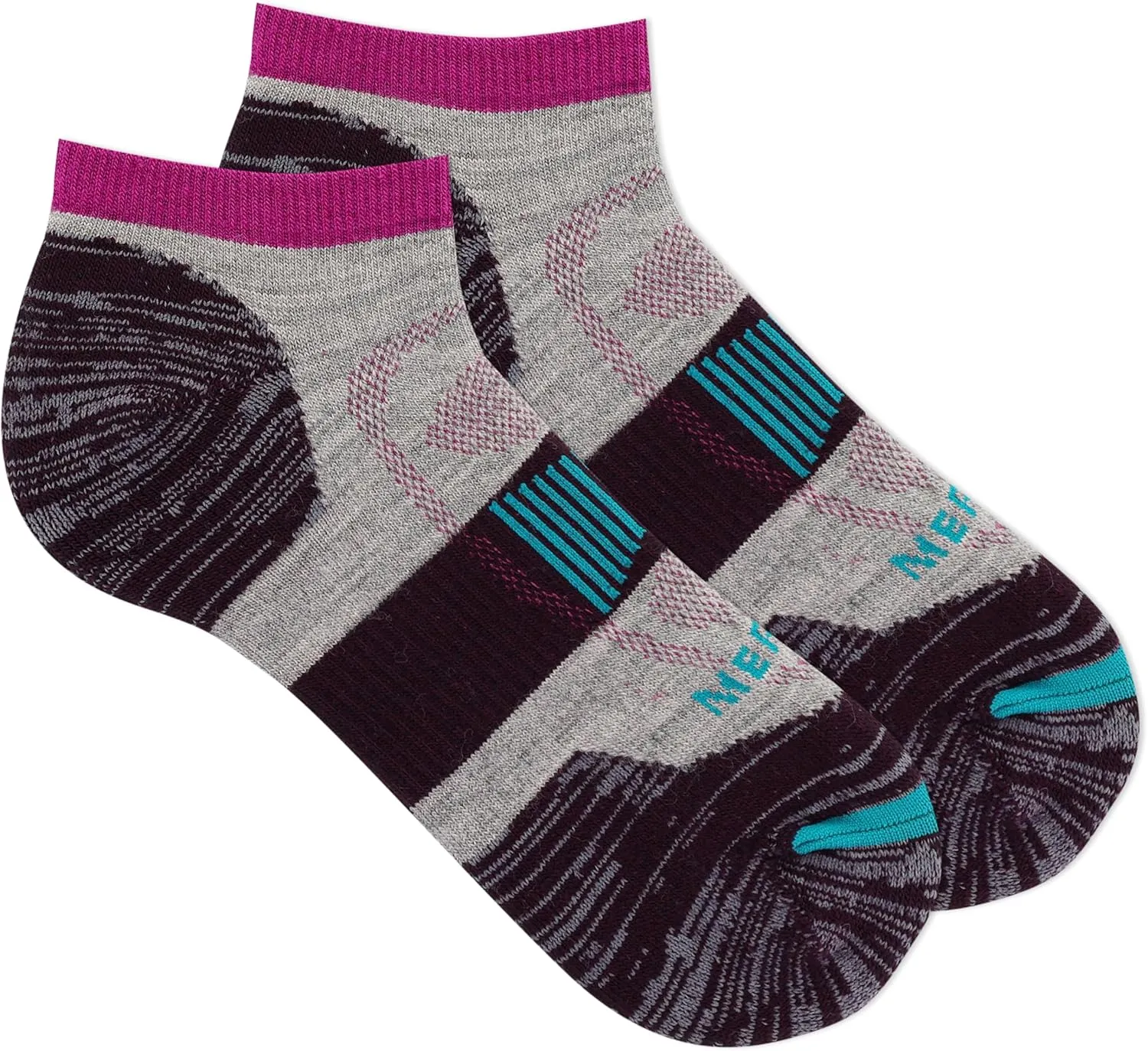 Merrell Men's and Women's Zoned Cushioned Wool Hiking Low Cut Socks-1 Pair Pack-Breathable Arch Support