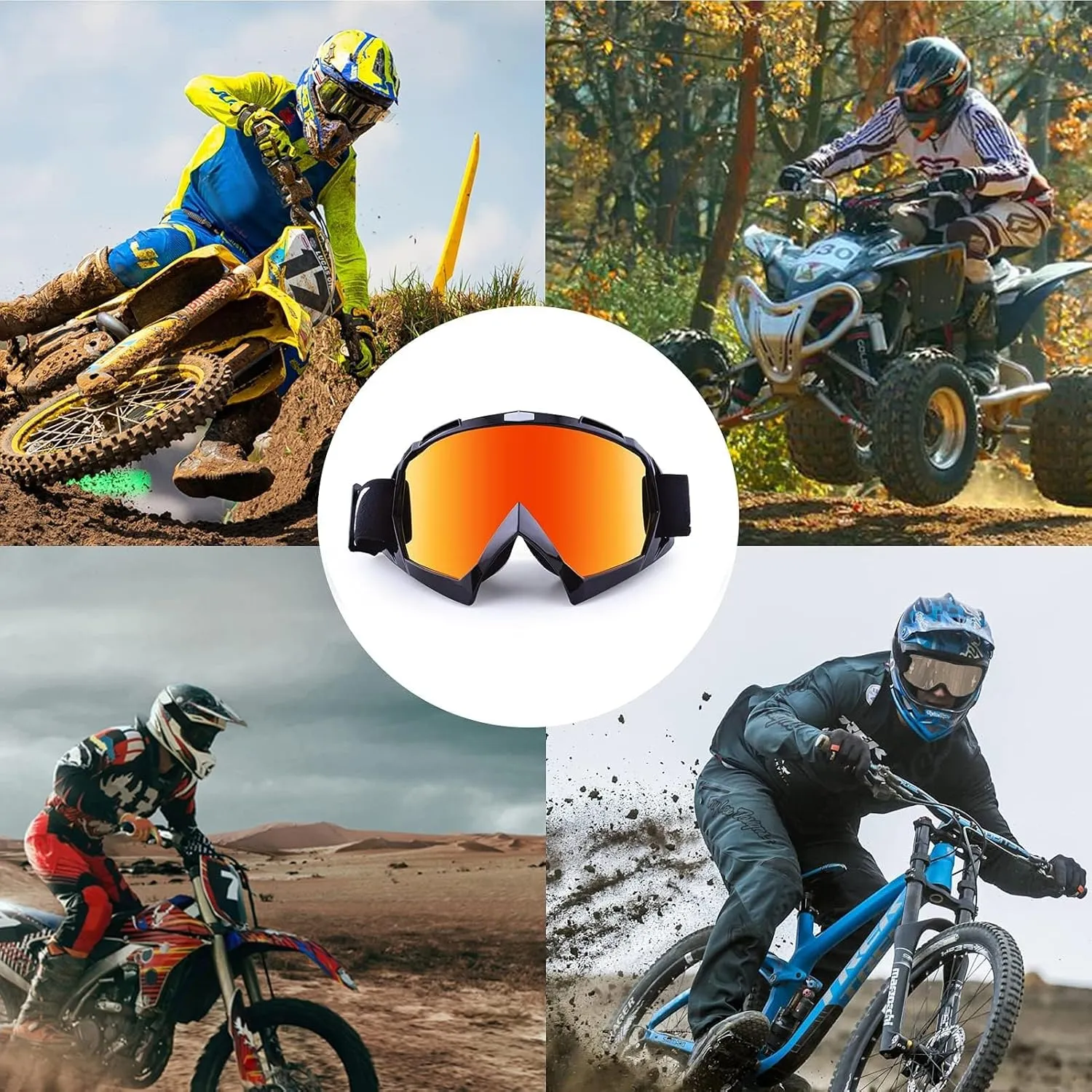 Motorcycle Goggles Motocross Goggles Dirtbike Goggle Riding Goggle ATV Offroad Goggles OTG MX Goggles UV Protection