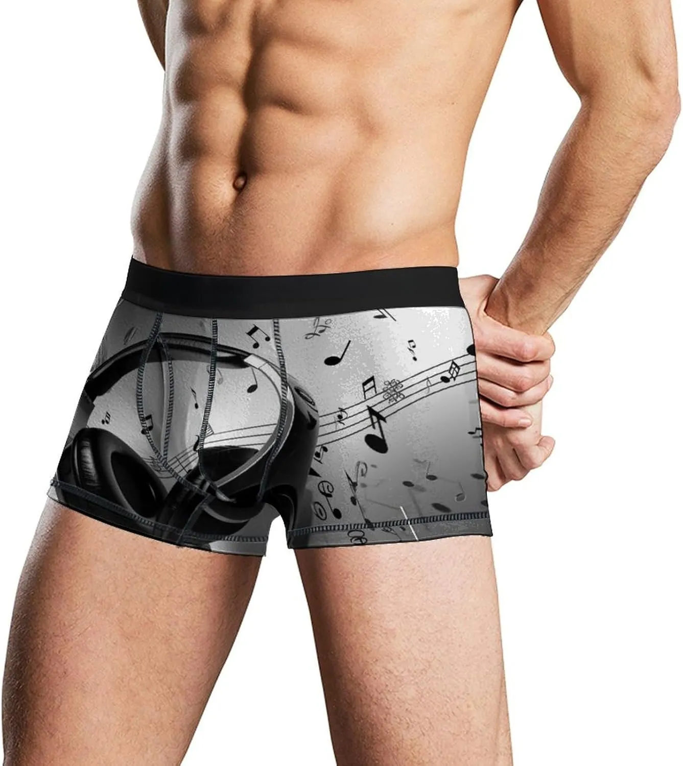 Music Men's Boxer Briefs Breathable Underwear Comfortsoft Moisture-Wicking Trunks Underwear