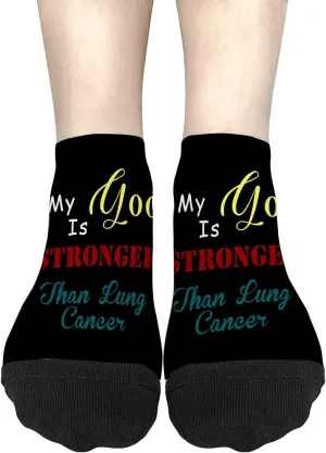 My God Is Stronger Than Lung Cancer Athletic Socks Men Ankle Socks For Women