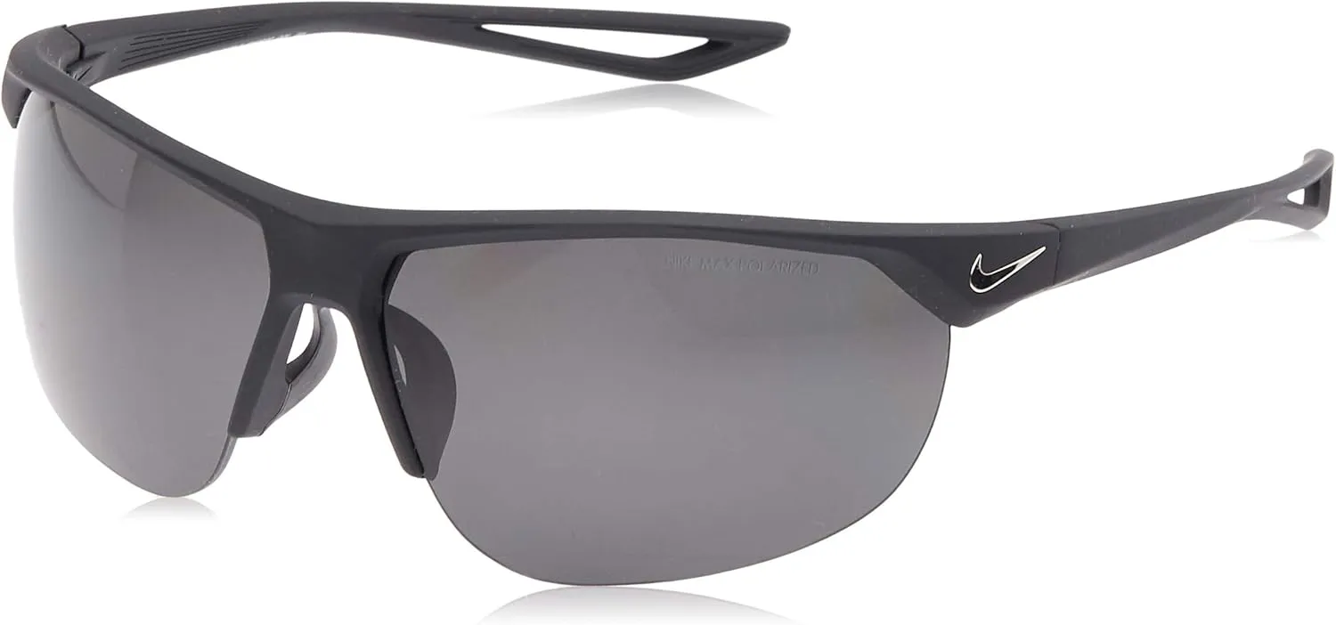 Nike Golf Cross Trainer P Sunglasses, Matte Black/Silver Frame, Polarized Grey Lens