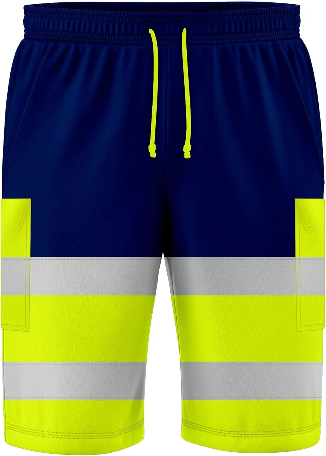 NOROZE Mens Hi Viz Safety Work 3/4 Shorts Side Pocket Bottoms Joggers Cargo Workwear