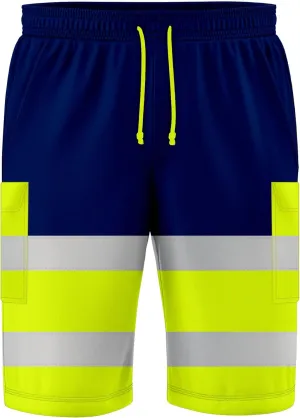 NOROZE Mens Hi Viz Safety Work 3/4 Shorts Side Pocket Bottoms Joggers Cargo Workwear