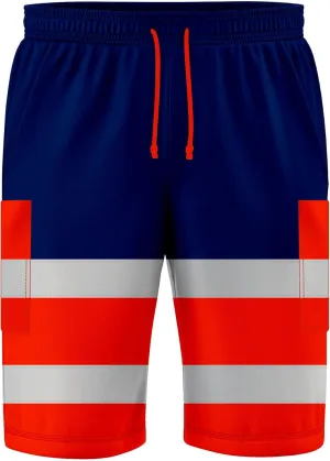 NOROZE Mens Hi Viz Safety Work 3/4 Shorts Side Pocket Bottoms Joggers Cargo Workwear