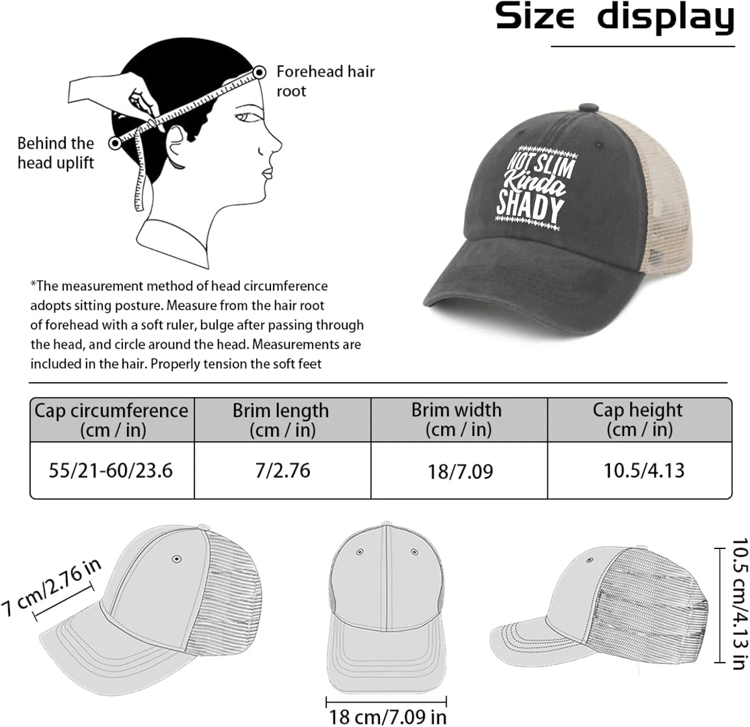 Not Slim Kinda Shady Hats Baseball Hat for Women AllBlack Womens Trucker Hat Gifts for Men Baseball Cap