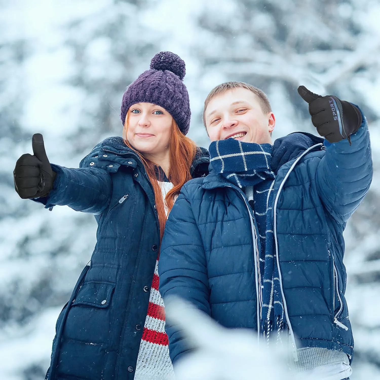 OOPOR Winter Warm Gloves - Touch Screen Cycling Thermal Windproof Non Slip Ultralight Biking Black Gloves with Fleece Lining for Hiking Driving Climbing