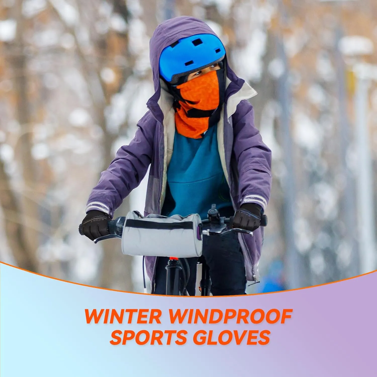 OOPOR Winter Warm Gloves - Touch Screen Cycling Thermal Windproof Non Slip Ultralight Biking Black Gloves with Fleece Lining for Hiking Driving Climbing