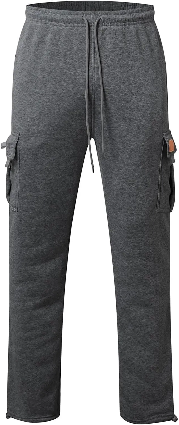 Outdoor Cargo Hiking Pants Bunched Feet Multi Pocket Cargo Pants for Active Gym Track Jogging Men's Winter Pants